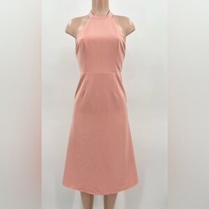 Revolve NBD Leo Open Back Halter Peachy Pink Midi Dress XS